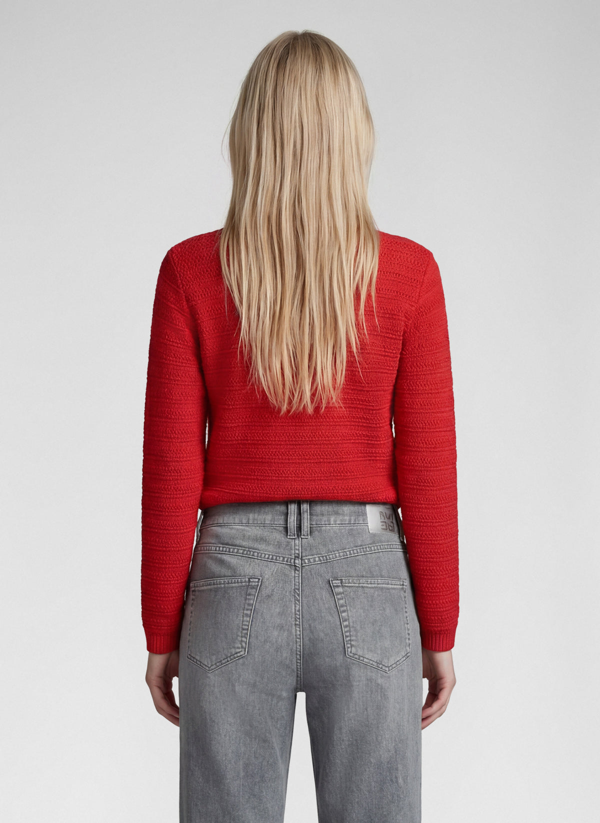 Rabe Chilli Red Cotton Blend Crew Neck Long Sleeve Sweater