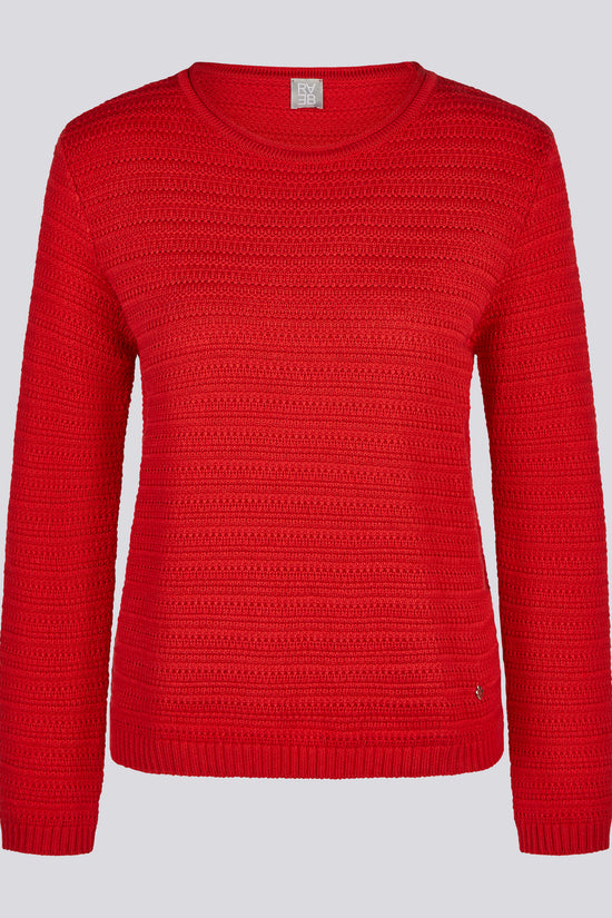 Rabe Chilli Red Cotton Blend Crew Neck Long Sleeve Sweater