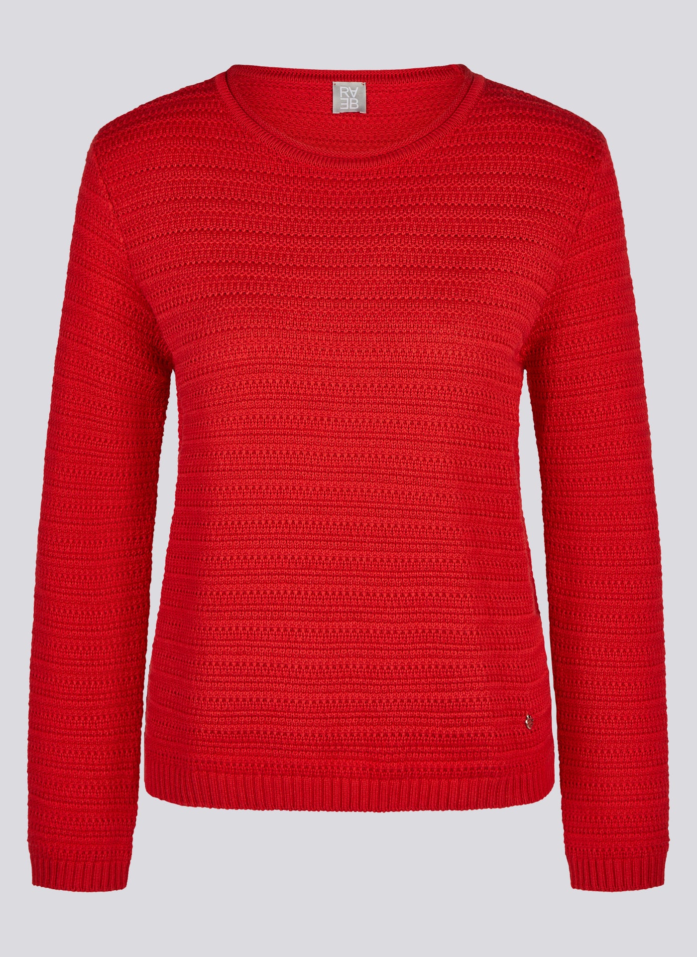 Rabe Chilli Red Cotton Blend Crew Neck Long Sleeve Sweater