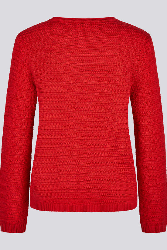 Rabe Chilli Red Cotton Blend Crew Neck Long Sleeve Sweater