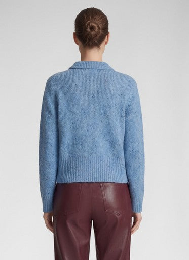 Rabe Light Blue Wool Blend Button-Up Cardigan with Classic Collar