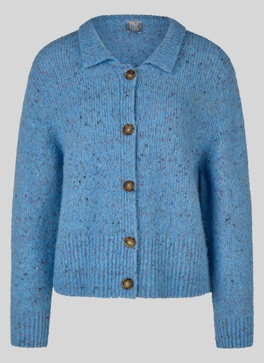 Rabe Light Blue Wool Blend Button-Up Cardigan with Classic Collar