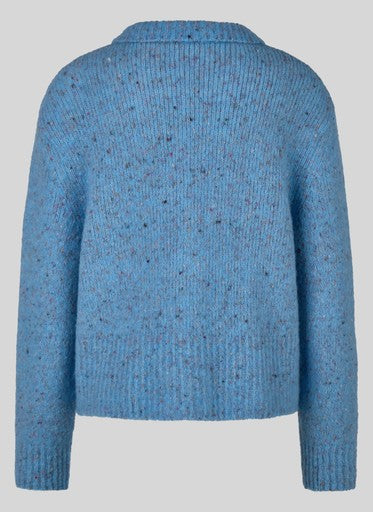Rabe Light Blue Wool Blend Button-Up Cardigan with Classic Collar