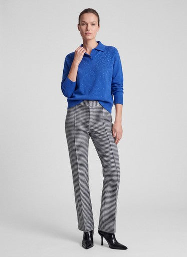 Rabe Blue Polo Neck Sweater with Rhinestone Detail and Long Sleeves