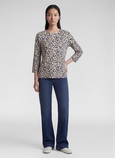 Rabe Pacific Blue Heart Print Cotton Top with 3/4 Sleeves