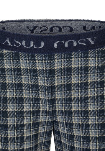 Rabe Pacific Blue Check Wide Leg Trousers with Elasticated Waist