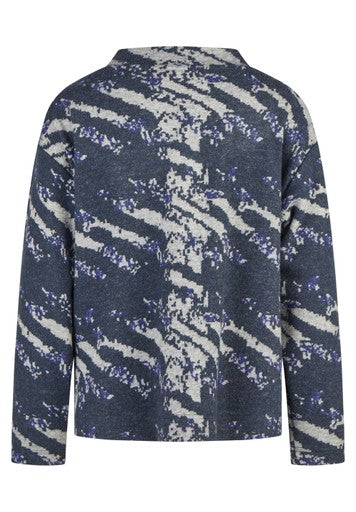 Rabe Marine Patterned Turtleneck Sweater with Rhinestone Detail