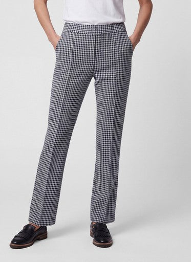 Rabe Marine Dogtooth Straight Leg Trousers with Elasticated Waistband
