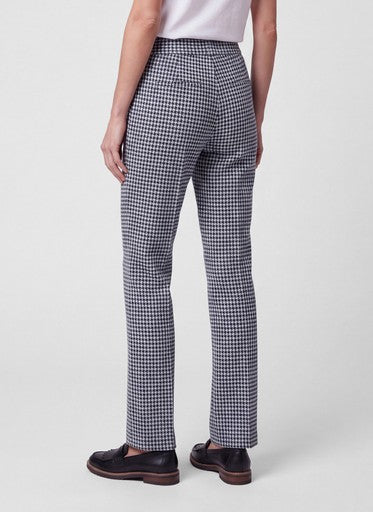 Rabe Marine Dogtooth Straight Leg Trousers with Elasticated Waistband