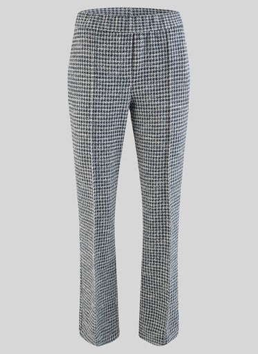 Rabe Marine Dogtooth Straight Leg Trousers with Elasticated Waistband