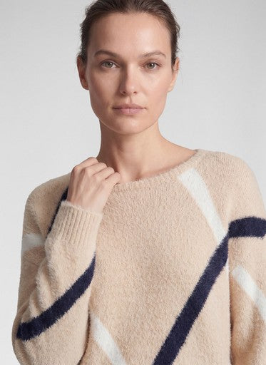 Rabe Biscuit Crew Neck Sweater with Decorative Line Pattern