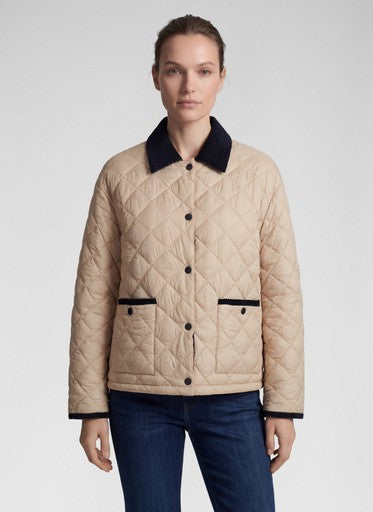 Rabe Biscuit Quilted Jacket with Cord Collar, Press Stud Fastening & Patch Pockets