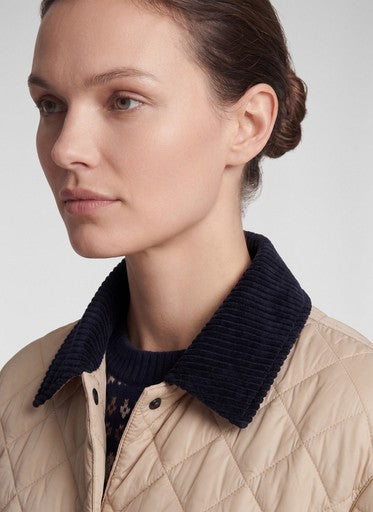 Rabe Biscuit Quilted Jacket with Cord Collar, Press Stud Fastening & Patch Pockets