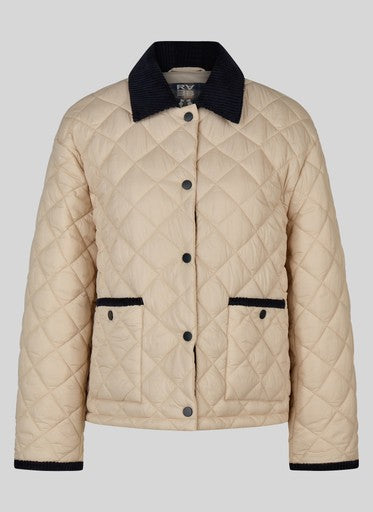 Rabe Biscuit Quilted Jacket with Cord Collar, Press Stud Fastening & Patch Pockets