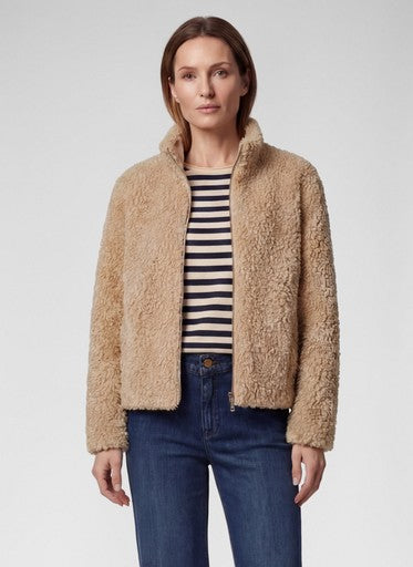 Rabe Biscuit Faux Fur Outdoor Jacket with High Neck & Zip Fastening