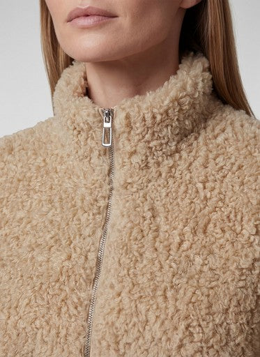 Rabe Biscuit Faux Fur Outdoor Jacket with High Neck & Zip Fastening