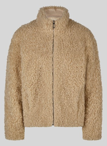 Rabe Biscuit Faux Fur Outdoor Jacket with High Neck & Zip Fastening