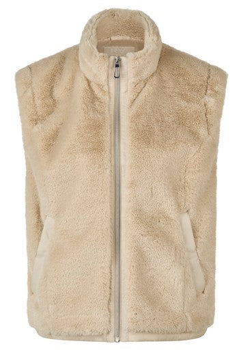 Rabe Biscuit Faux Fur Gilet Soft Padded Bodywarmer with High Collar & Zip Pockets