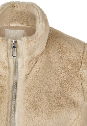 Rabe Biscuit Faux Fur Gilet Soft Padded Bodywarmer with High Collar & Zip Pockets