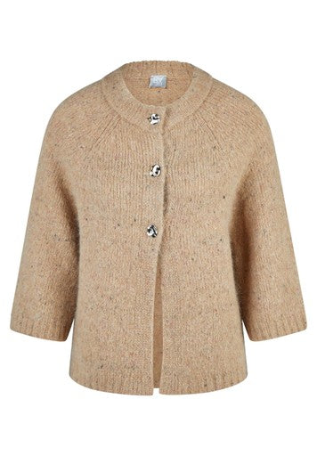 Rabe Caramel Alpaca Wool Blend Cardigan 3/4 Sleeve