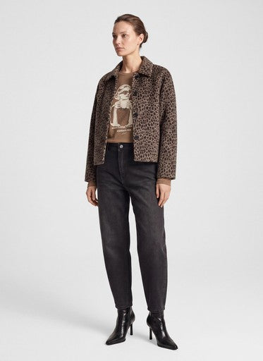 Rabe Taupe Animal Print Wool Blend Jacket