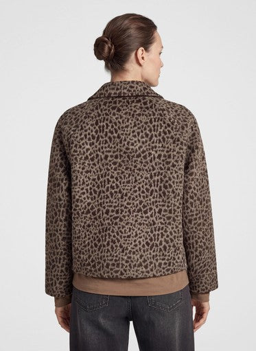 Rabe Taupe Animal Print Wool Blend Jacket