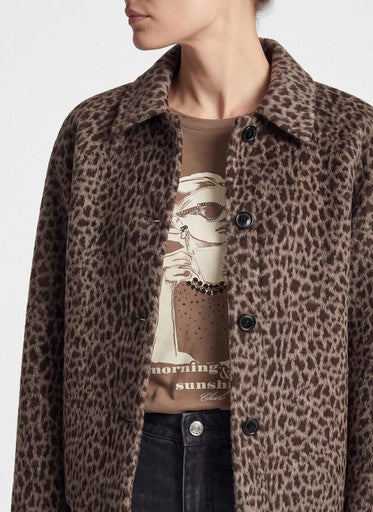 Rabe Taupe Animal Print Wool Blend Jacket
