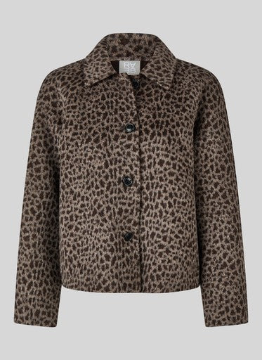 Rabe Taupe Animal Print Wool Blend Jacket