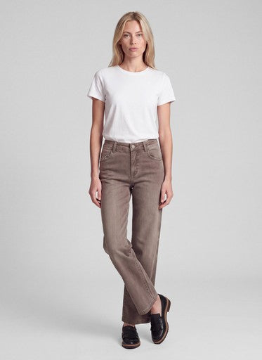 Rabe Brown Straight Leg Jeans – Stretch 5 Pocket with Rhinestone Detail