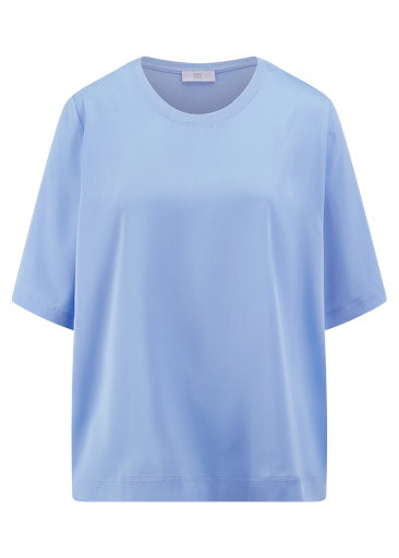 Riani Light Blue Loose Fit Round Neck T-Shirt in Soft Stretch Viscose