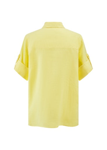 Riani Yellow Linen Shirt – Loose Fit Button-Up Shirt with Collar & Roll-Tab Sleeves 545700