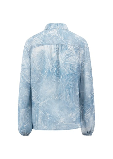 Riani Blue Print Long-Sleeve Viscose Blouse with Concealed Button Front 645660 4563