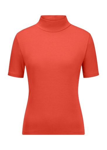 Riani Ember Orange 1/2 Sleeve Turtle Neck Top