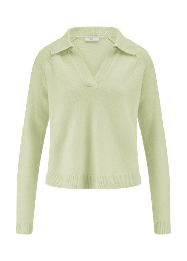 Riani Matcha Green Wool Blend Long Sleeve Polo Knit Sweater