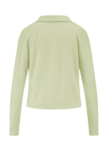 Riani Matcha Green Wool Blend Long Sleeve Polo Knit Sweater