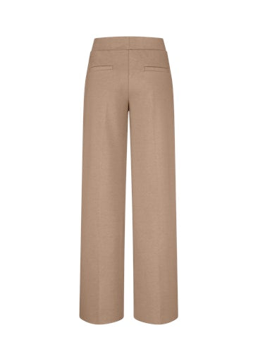 Riani Light Brown Wide Leg Trousers with Elasticated Waistband & Side Pockets