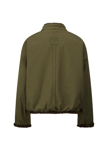 Riani Olive Reversible Outdoor Jacket – Faux Fur Lined, Zip Front & Popper Pockets