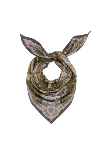 Riani Olive Green Patterned Silk Scarf 689545-9550