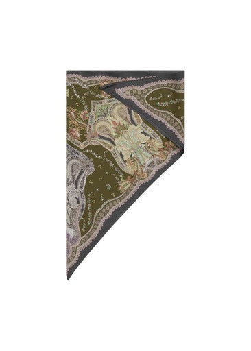 Riani Olive Green Patterned Silk Scarf 689545-9550