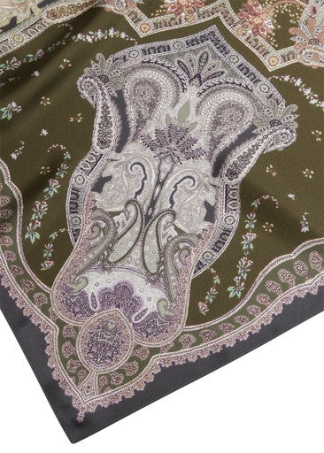 Riani Olive Green Patterned Silk Scarf 689545-9550