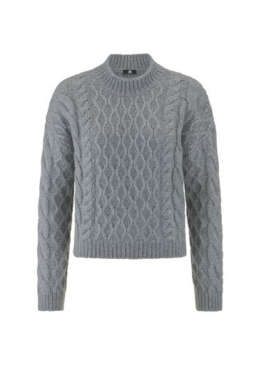 Riani Stone Grey Wool Blend Chunky Cable Knit Sweater