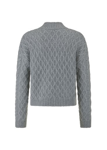 Riani Stone Grey Wool Blend Chunky Cable Knit Sweater