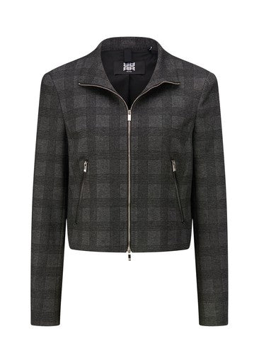 Riani Stone Grey Check Viscose Blend Zip Jacket