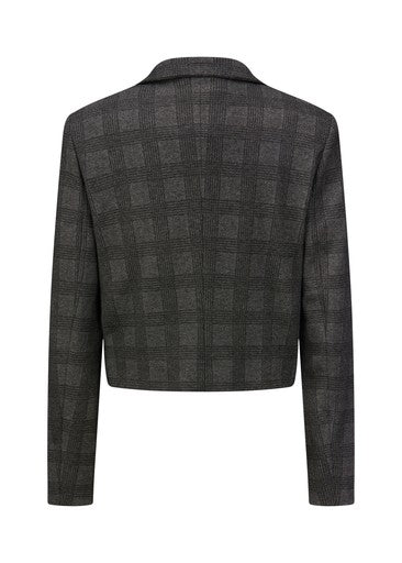 Riani Stone Grey Check Viscose Blend Zip Jacket