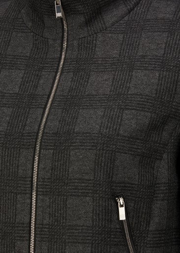 Riani Stone Grey Check Viscose Blend Zip Jacket