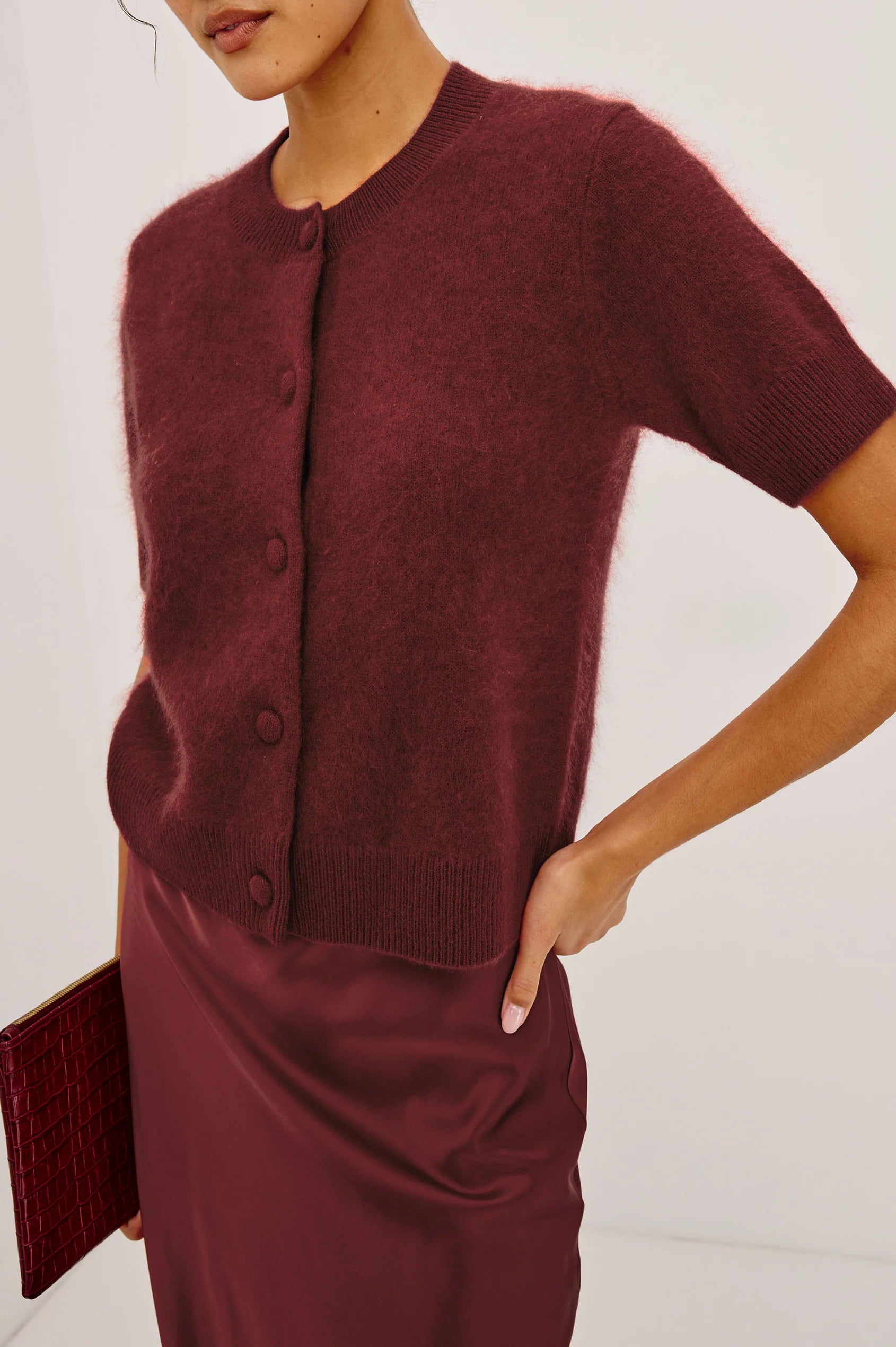 Rails Crimson Soft Brushed Wool Round Neck Cardigan