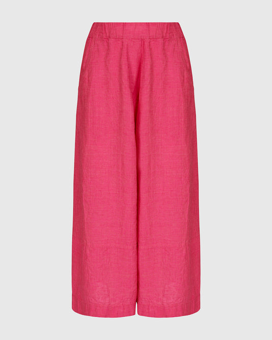 Alembika Fuchsia Wide‑Leg Linen Trousers with Elasticated Waist RP347F