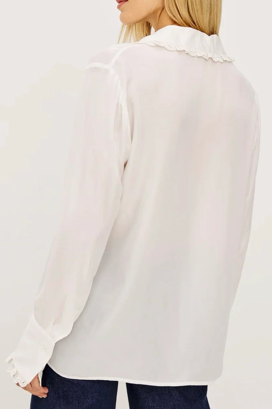 Rails Ivory Lace Trim Blouse with Rounded Collar, Long Sleeves BEATRIX