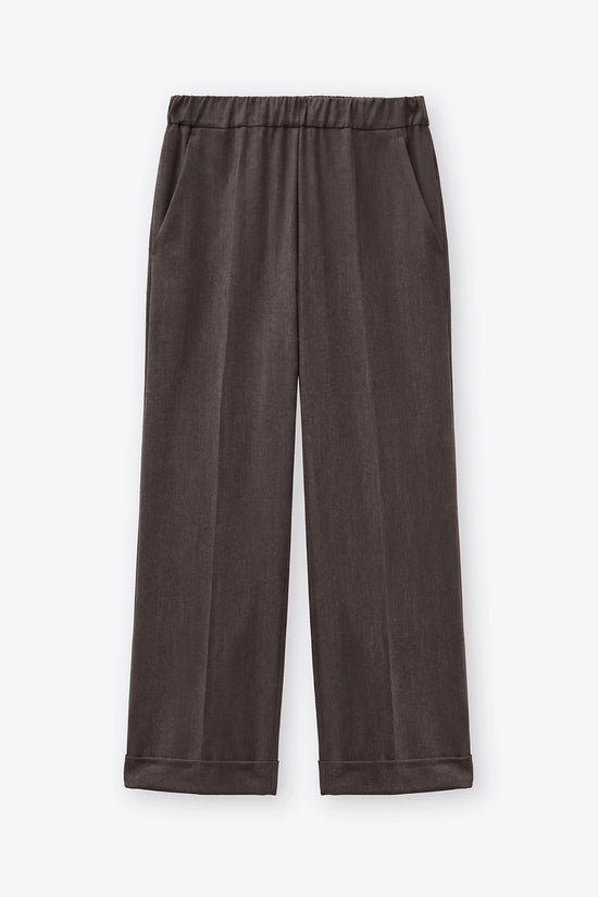 Rosso 35 Brown Straight-Leg Trousers with a Turned-Up Hem
