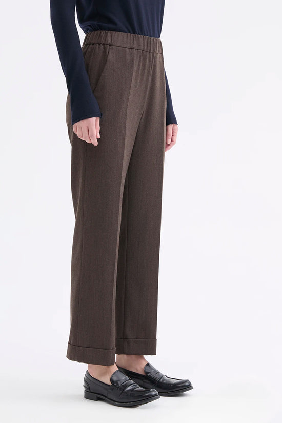 Rosso 35 Brown Straight-Leg Trousers with a Turned-Up Hem